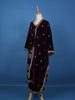 Dark Red Floral Designed Velvet Salwar Suit - Diadem