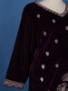 Dark Red Floral Designed Velvet Salwar Suit - Diadem