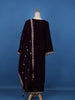 Dark Red Floral Designed Velvet Salwar Suit - Diadem
