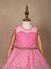 Pink Floral Lace Net Layered Gown - Diadem