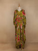 Green Floral Printed Kaftan-style Crepe Gown - Diadem
