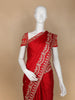 Red Floral Designed Satin Fancy Saree
