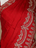 Red Floral Designed Satin Fancy Saree