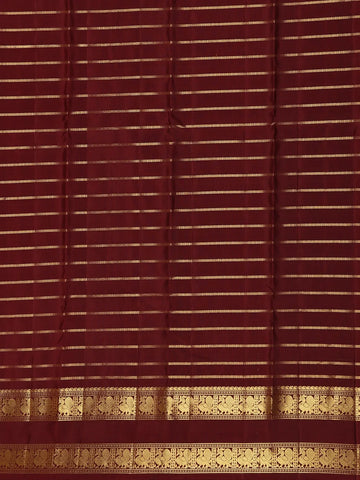 Onion Pink Stripes Woven Pure Kanchipuram Silk Saree - Diadem