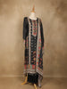 Black Floral Designed Chiffon Straight Cut Salwar Suit