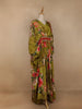 Green Floral Printed Kaftan-style Crepe Gown - Diadem