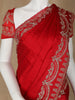 Red Floral Designed Satin Fancy Saree