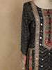 Black Floral Designed Chiffon Straight Cut Salwar Suit