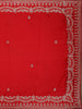 Red Floral Designed Satin Fancy Saree