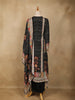 Black Floral Designed Chiffon Straight Cut Salwar Suit