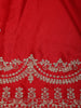 Red Floral Designed Satin Fancy Saree
