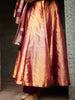 Burgundy And Gold Floral Embroidered Tissue Silk Anarkali Salwar Suit