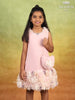 Light Pink Crepe Frock Adorned with 3D Flowers paired with Purse - Diadem