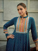 Blue Floral Printed Synthetic Salwar Suit - Diadem