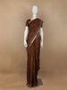 Brown Floral Designed Crepe Silk Saree