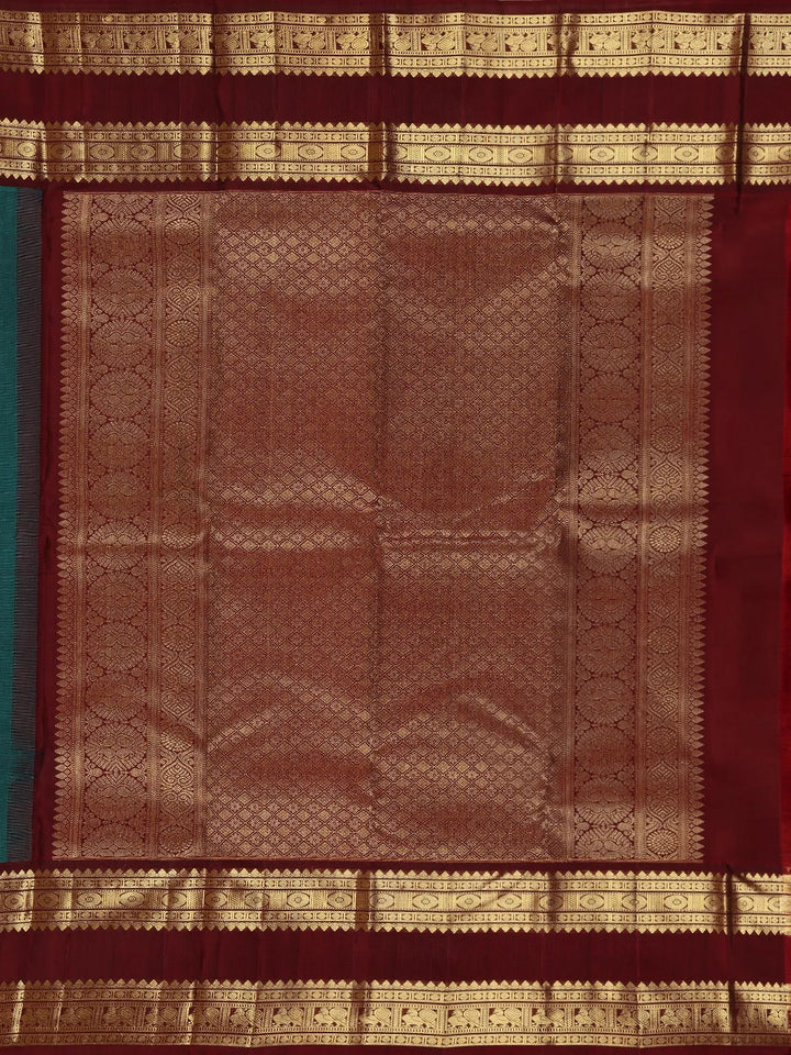 Blue Peacock Woven Pure Kanchipuram Silk Saree - Diadem