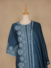 Blue Floral Designed Cotton Straight Cut Salwar Suit