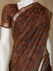 Brown Floral Designed Crepe Silk Saree