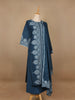 Blue Floral Designed Cotton Straight Cut Salwar Suit