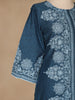 Blue Floral Designed Cotton Straight Cut Salwar Suit