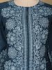 Blue Floral Designed Cotton Straight Cut Salwar Suit