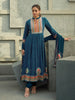 Blue Floral Printed Synthetic Salwar Suit - Diadem