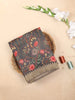 Dark Grey Chanderi Silk Saree with Colorful Floral Pattern on the Body with Matching Border