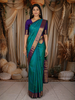 Teal Green Butta Zari Woven Design Pure Kanchipuram Silk Saree with Contrast Zari Border