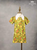 Lime Green Seersucker Frock Adorned with Floral Prints - Diadem
