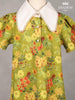 Lime Green Seersucker Frock Adorned with Floral Prints - Diadem