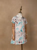 Light Peach Cotton Frock Adorned with Prints and 3D Flowers - Diadem