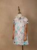Light Peach Cotton Frock Adorned with Prints and 3D Flowers - Diadem