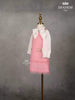 White with Pink Denim Cotton Frock with attached Bow - Diadem