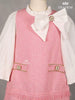 White with Pink Denim Cotton Frock with attached Bow - Diadem