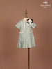 Light Green Texture Frock with 3D Flowers - Diadem