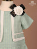 Light Green Texture Frock with 3D Flowers - Diadem