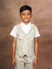 Pista Green Checked Cotton Blend Vest and Trousers - Diadem
