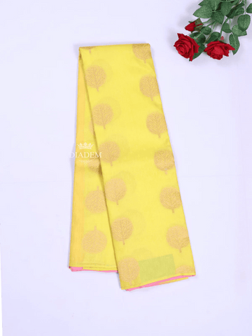 Yellow Silk Saree with Tree Motif on the body and Without Border - Diadem