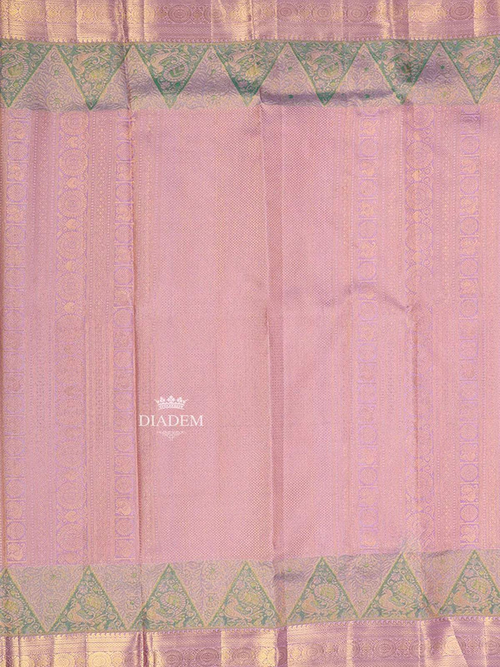 Brown Pure Kanchipuram Bridal Silk Saree with Floral Motif on the body and Contrast Zari Border - Diadem