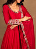 Pink Embroidery Designed Semi Silk Gown