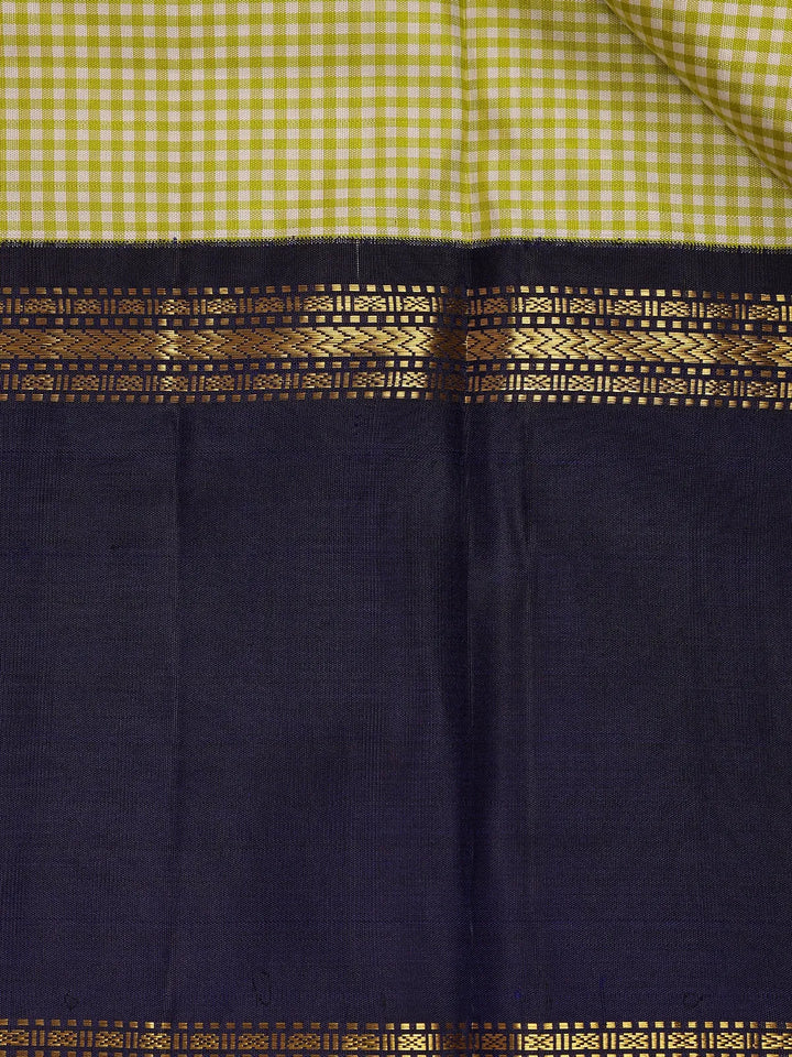 Multicolor Checks Woven Korvai Pure Kanchipuram Silk Saree - Diadem