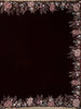 Dark Red Floral Embroidered Velvet Designer Saree