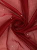 Dark Red Floral Embroidered Velvet Designer Saree