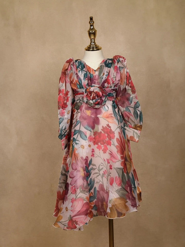 Pink Organza Party Wear Gowns for Mother & Daughter - Diadem