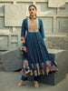 Blue Floral Printed Synthetic Salwar Suit - Diadem
