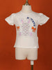 Ivory Cotton Half Sleeve Embroidery T-Shirt for Girls - Diadem
