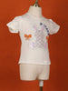 Ivory Cotton Half Sleeve Embroidery T-Shirt for Girls - Diadem