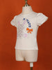 Ivory Cotton Half Sleeve Embroidery T-Shirt for Girls - Diadem
