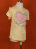 Light Yellow Cotton Half Sleeve Embroidery T-Shirt for Girls - Diadem