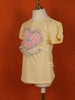 Light Yellow Cotton Half Sleeve Embroidery T-Shirt for Girls - Diadem